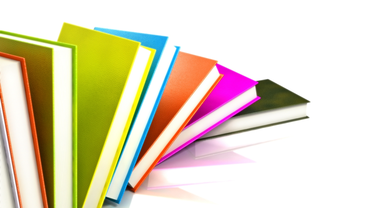 colored books isolated on glossy white #4